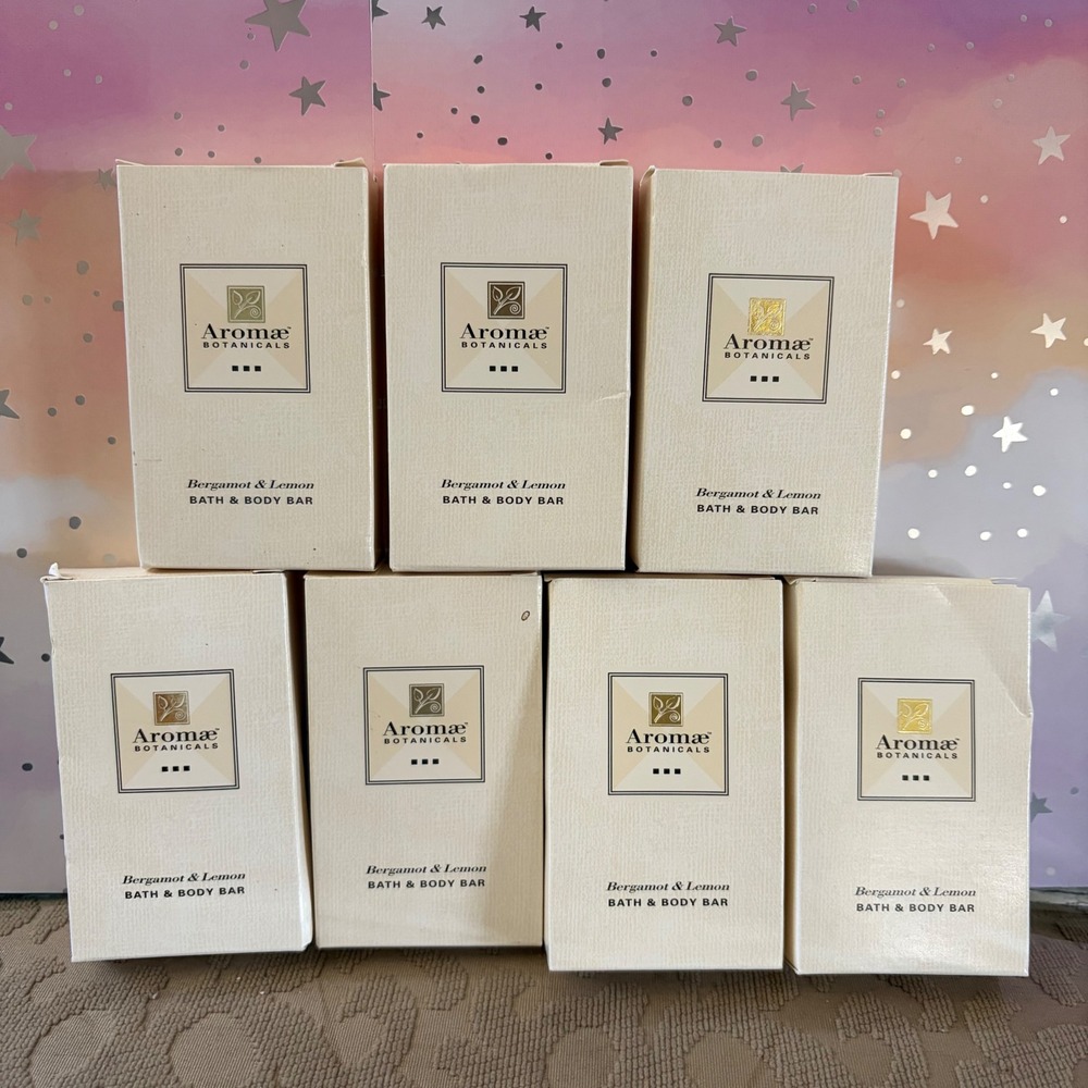 Lot of 7 Aromae Botanicals Bergamot & Lemon Bath & Body Bar Soap 1.45oz Travel